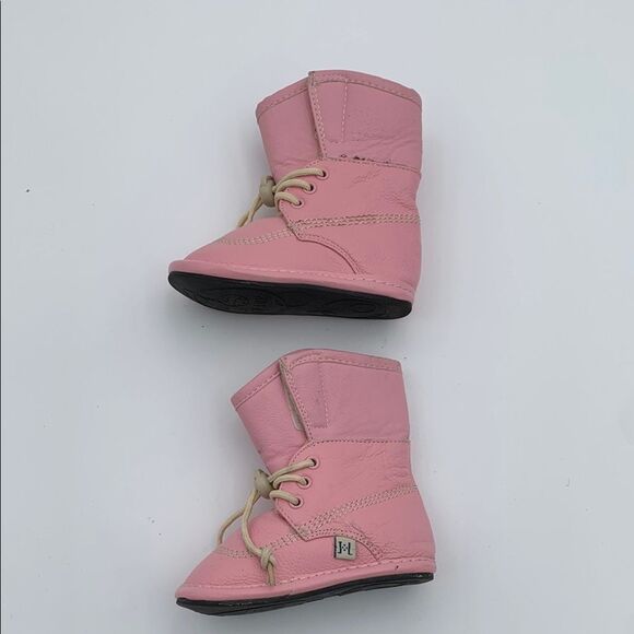 Jack and Lily Pink leather toddler Boots barefoot first walkers flexible - Picture 7 of 10
